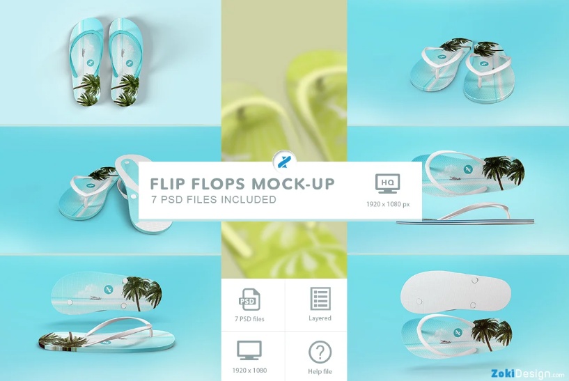 7 Flip Flop Mockup PSD Set