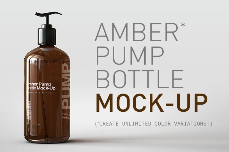 Amber Pump Bottle Mockup