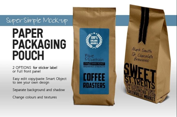 Brown Paper Coffee Pouch Mockup