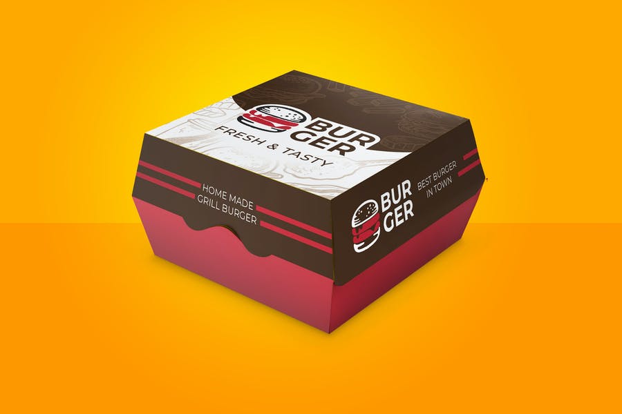 Burger Box Container Mockup PSD