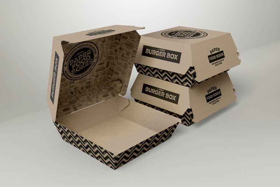 Burger Boxes Packaging Mockup