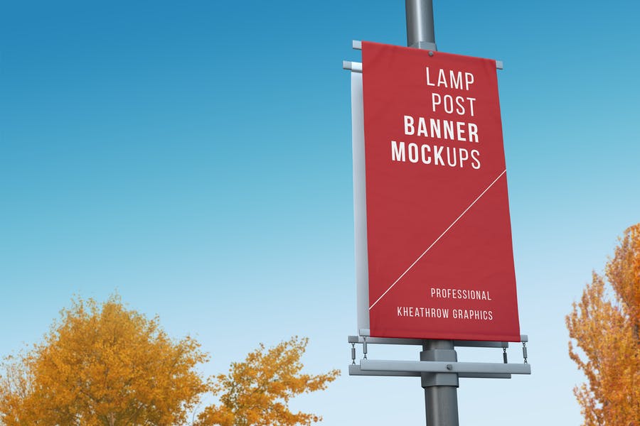 City Lamp Post Banner Mockups