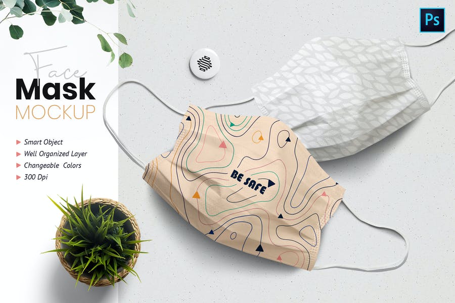 Clean face Mask PSD Mockup