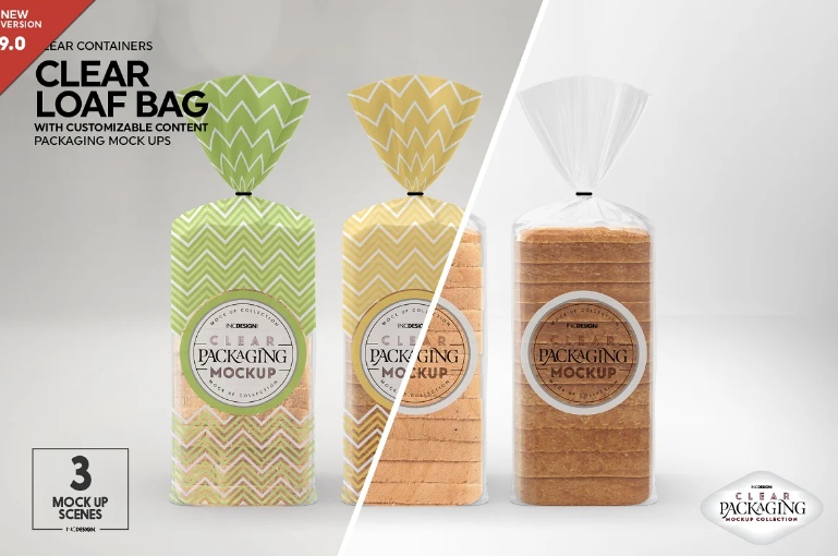 Clear Bread Bag Packaging Mockup