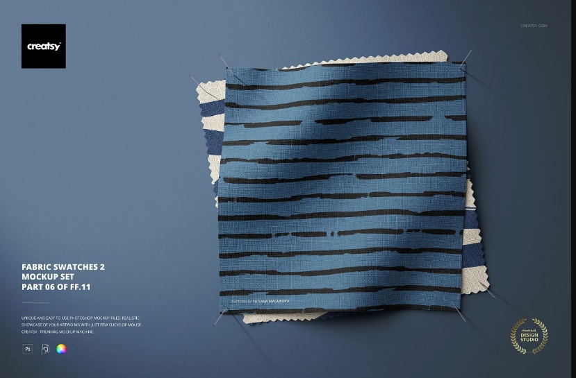 Cotton Fabric Swatches Mockup PSD