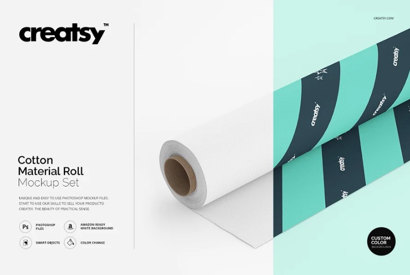 Cotton Material Roll Mockup PSD