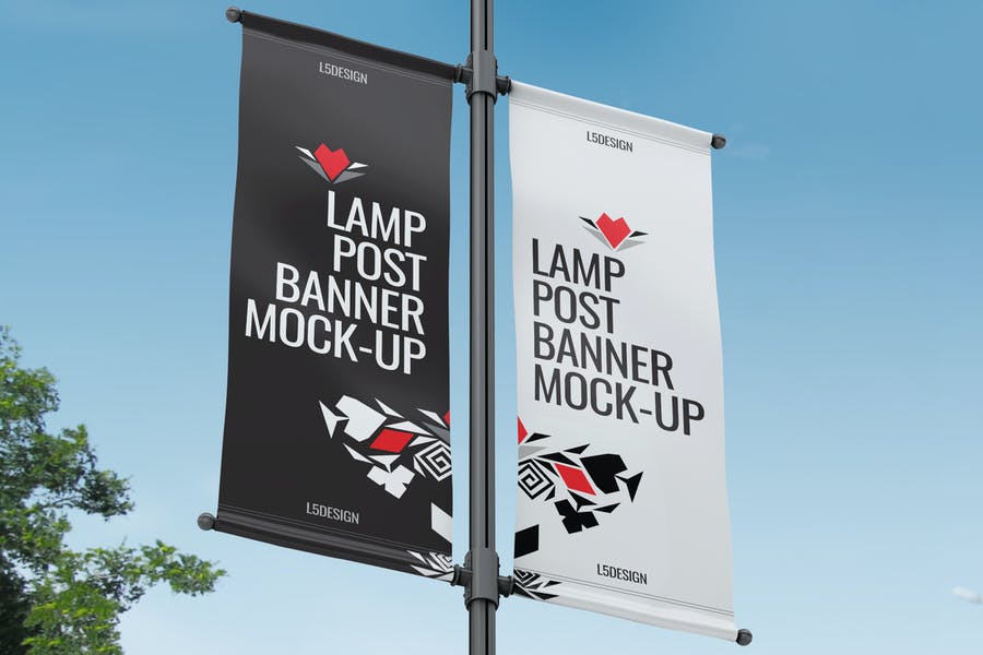Creative Lamp Post Banner Mockup
