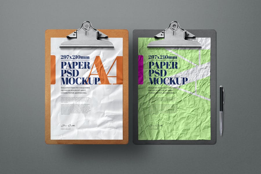 Crumpled Paper on Clipboard Mockup