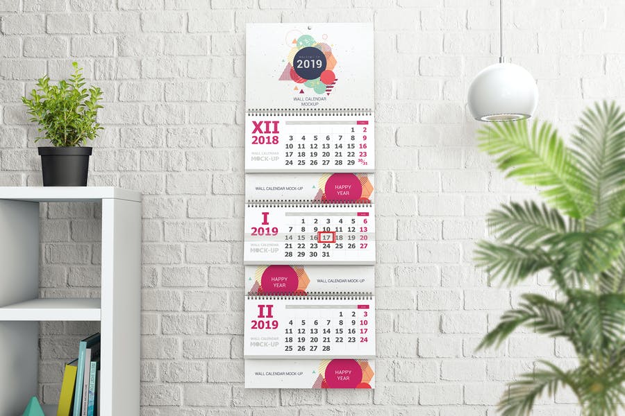 Easy Editable Wall Calendars Mockups