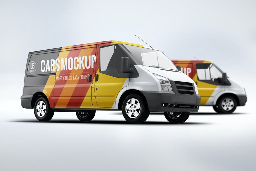 Editable Cargo Van Mockup PSD