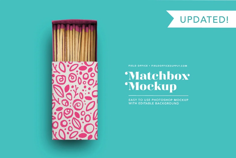 Editable Match Box Packaging Mockup