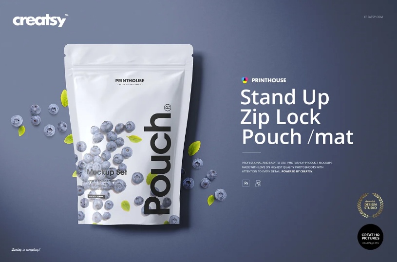 Editable Stand Up Pouch Mockup PSD