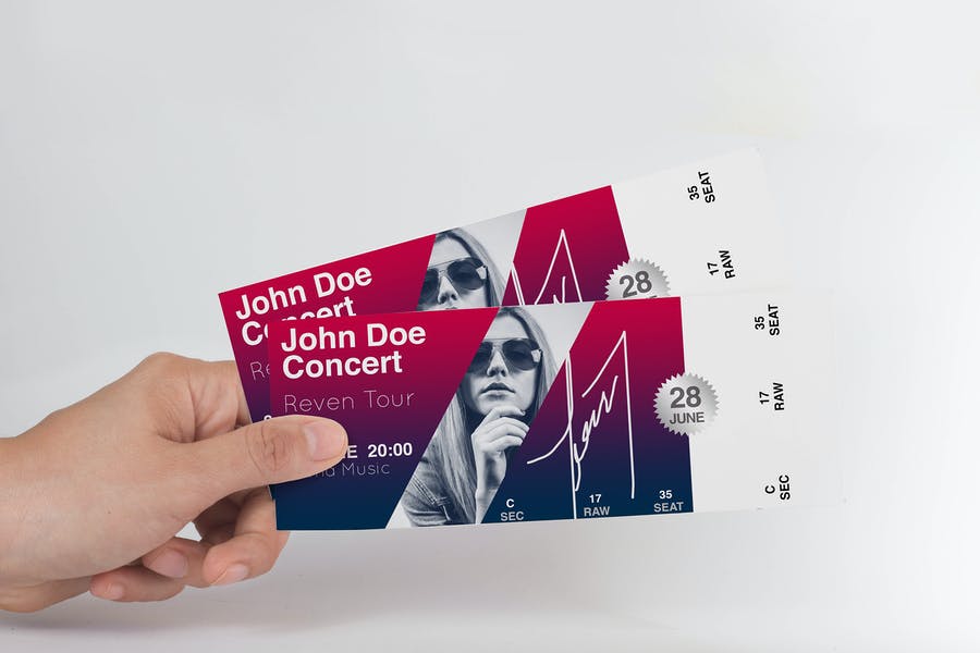 Event ticket in Hand Mockup PSD