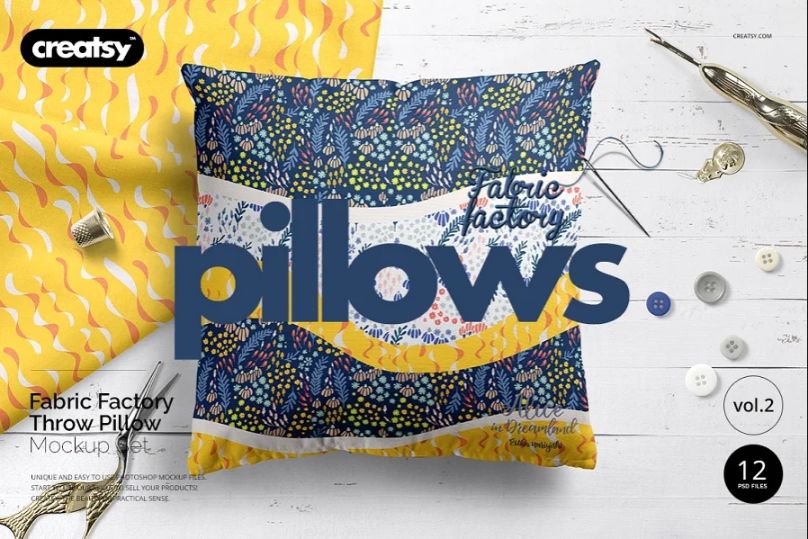 Fabric Pillow Mockup PSD