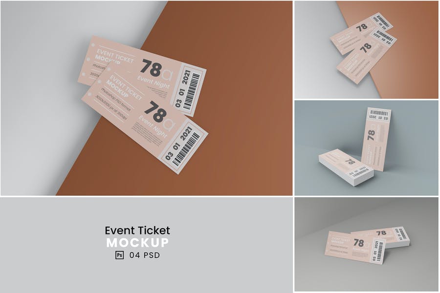 Fully Editable Event Ticket Mockup