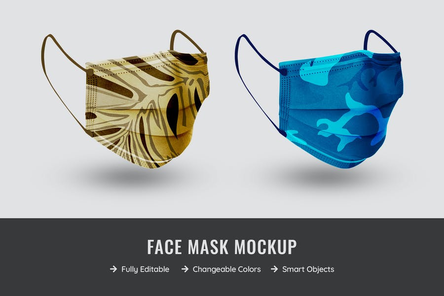 Fully Editable Face Mask Mockup PSD