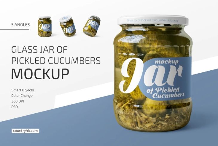 Glass Pickle Jar Branding Mockup