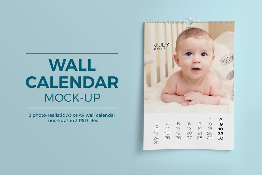 High Quality Wall Calendar Mockup PSD