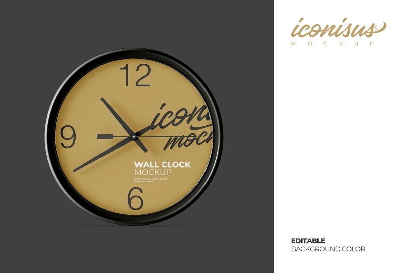 High Quality Wall Clock PSD Mockup