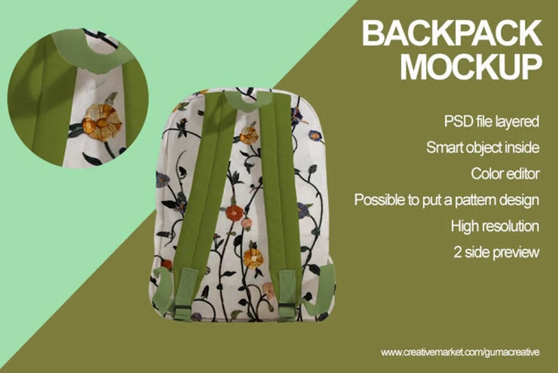 High Resolution Backpack Mockup PSD