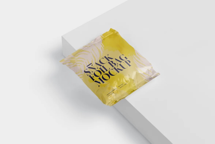 High Resolution Snack Foil Bag Mockup