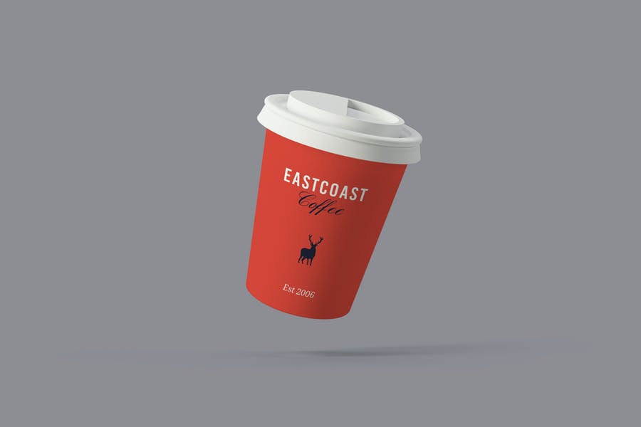 In Air Coffee Cup Mockup PSD
