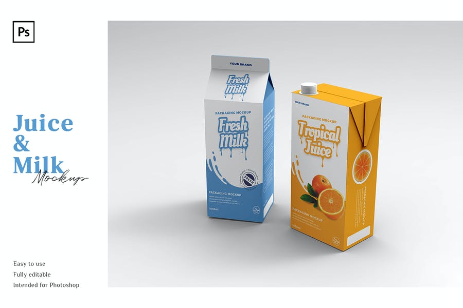 Juice and Milk Branding Mockup