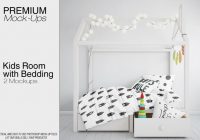 kids bedding mockup