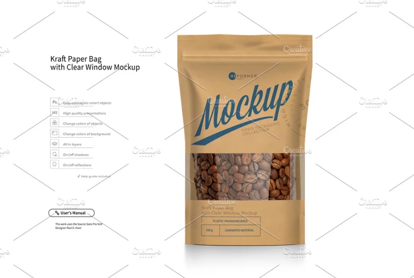 Kraft Paper Pouch with Window Mockup