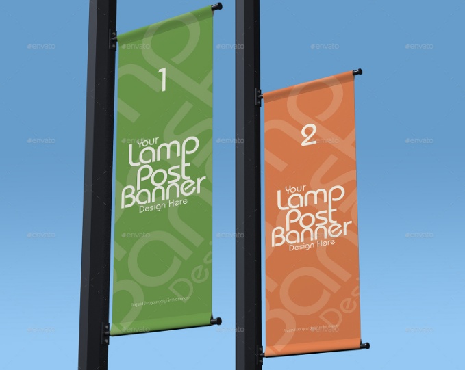 Lamp Post Banner Promotion Mockup
