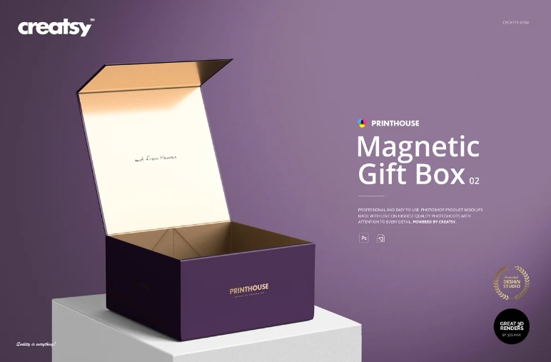 Large Magnetic Gift Box Mockup