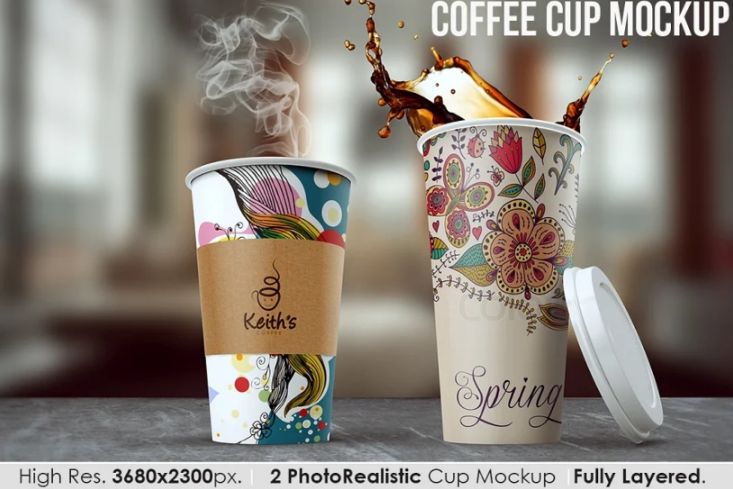 Layered Paper Cup Mockup PSD