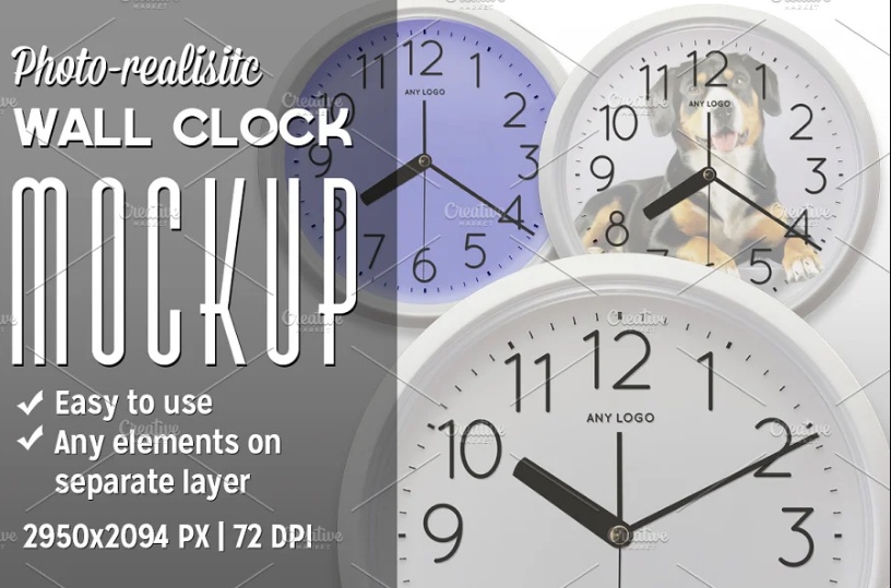 Layered Wall Clock Branding Mockup