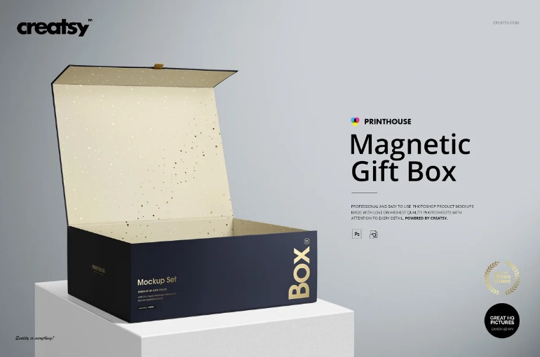 Magnetic Gift Box Mockup PSD