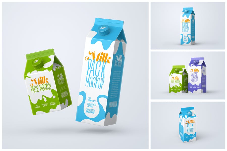 Milk Packaging Design Mockup PSD
