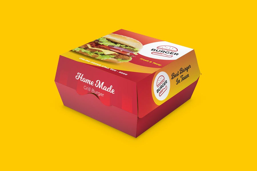 Modern Burger Box Mockup PSD