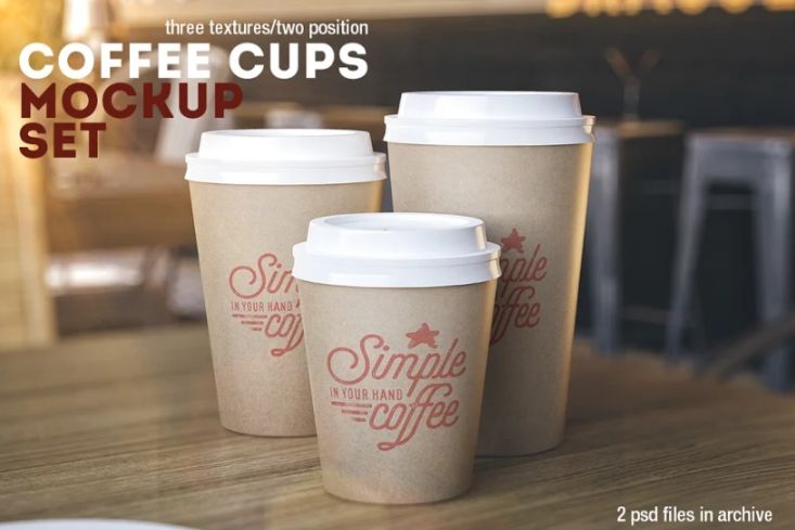 Multisize Paper Cup Mockup 