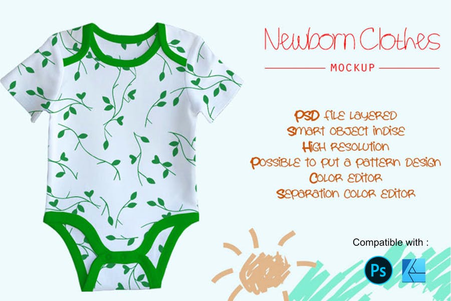 New Born Baby Clothes Mockup