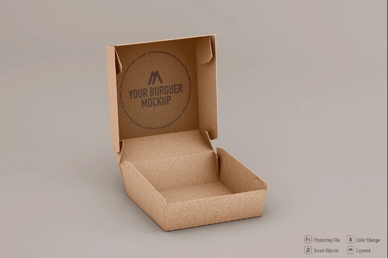 Open Burger Box Branding Mockup