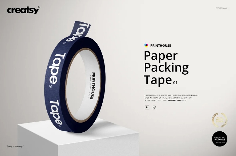 Paper Tape Packaging Mockup PSD