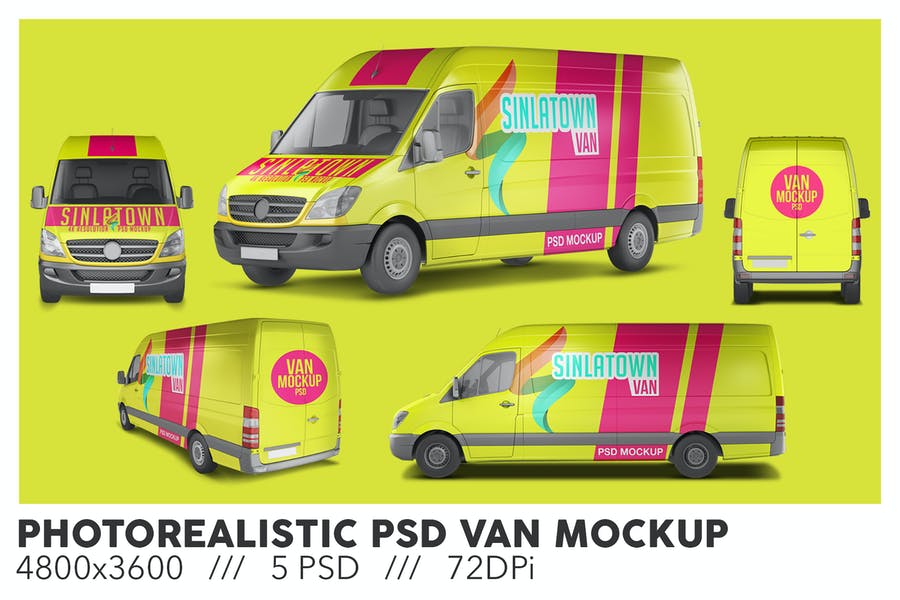 Photorealistic Cargo Van Mockup PSD