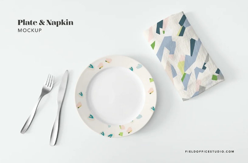 Plate and Napkin Mockup PSD
