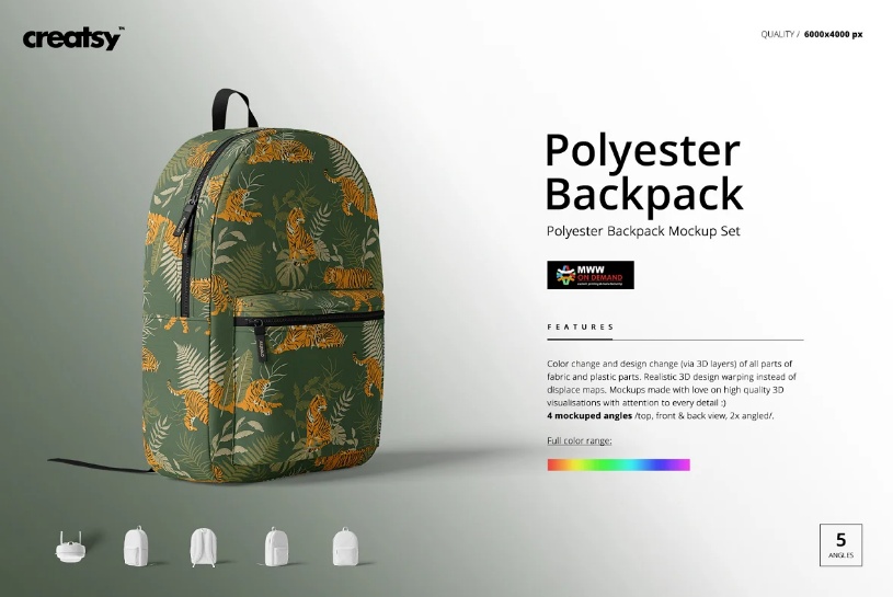 Polyester Backpack Mockup PSD