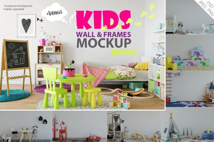Realistic Kids Room Frame Mockup