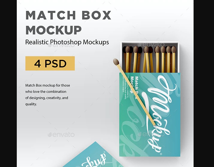 Realistic Match Box PSD Mockups