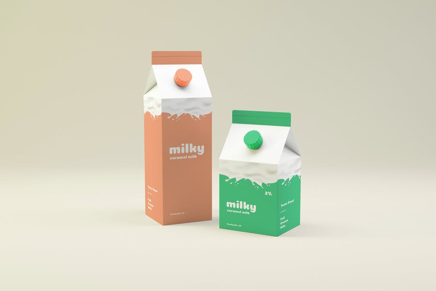 Realistic Milk Packaging Mockup