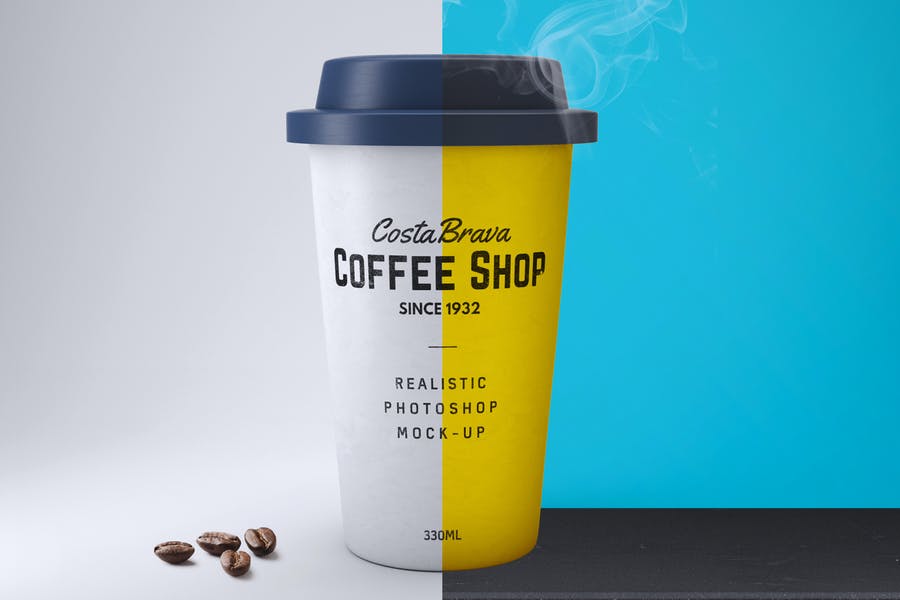 Realistic Paper Coffee Cup Mockup