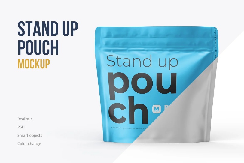 Realistic Standup Pouch Mockup PSD