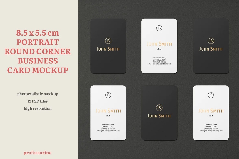 Round Corner Elegant Business Card Mockup