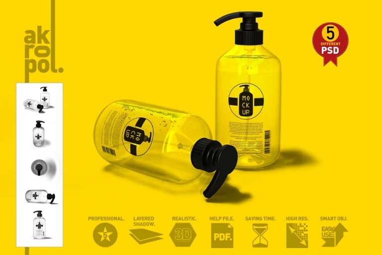 Sanitizer Ad Bottle Mockup PSD